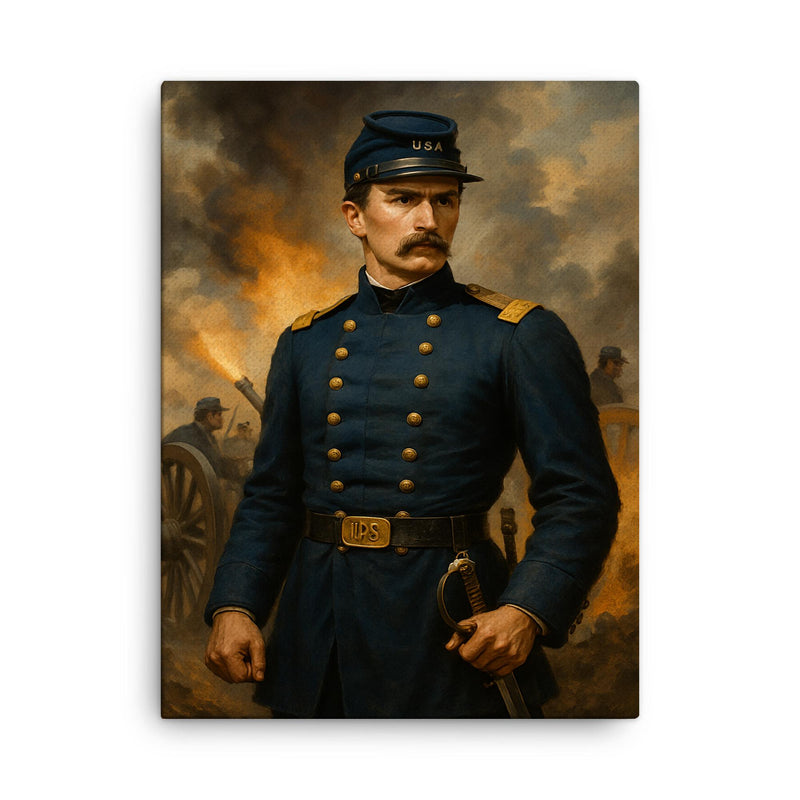 Alonzo Cushing canvas print on a plain backdrop in size 18