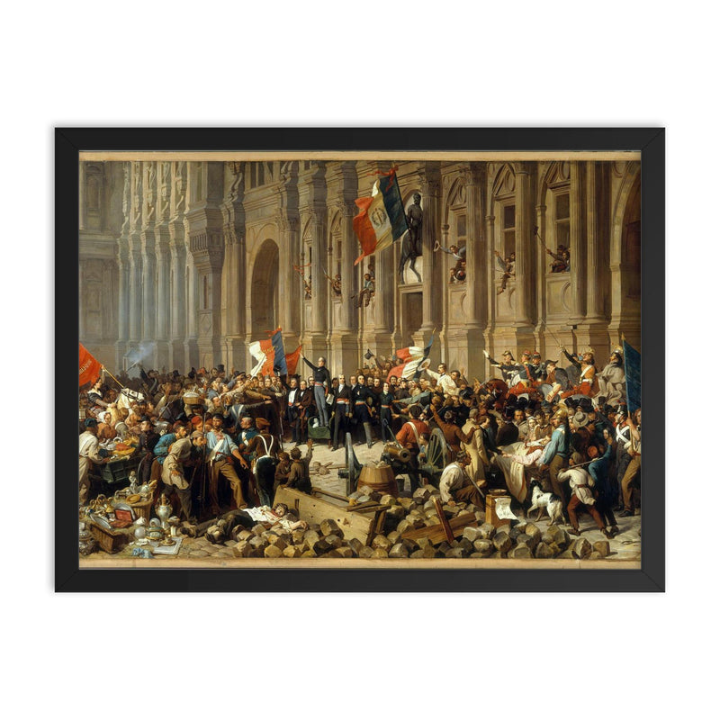 Alphonse de Lamartine Declaring the Second French Republic at Hôtel de Ville, Paris, c. 1848 framed print on a plain backdrop in size 18