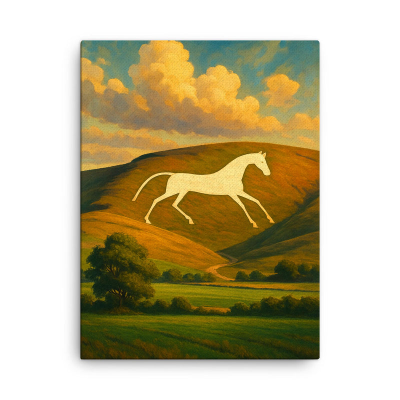 Alton Barnes White Horse England canvas print on a plain backdrop in size 18