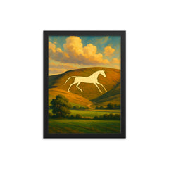 Alton Barnes White Horse England framed print on a plain backdrop in size 12"x16".