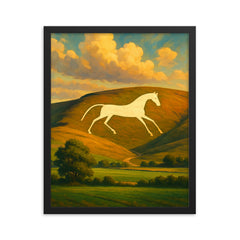 Alton Barnes White Horse England framed print on a plain backdrop in size 16"x20".