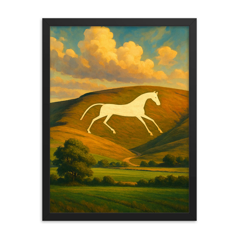 Alton Barnes White Horse England framed print on a plain backdrop in size 18