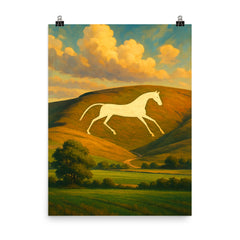 Alton Barnes White Horse England poster on a plain backdrop in size 8"x10".