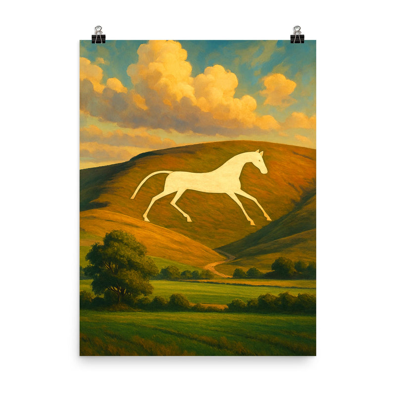 Alton Barnes White Horse England poster on a plain backdrop in size 8
