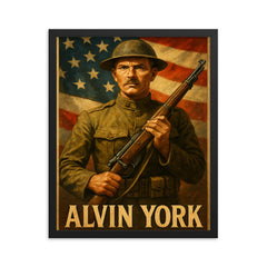 Alvin York framed print on a plain backdrop in size 16"x20".