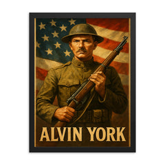 Alvin York framed print on a plain backdrop in size 18"x24".
