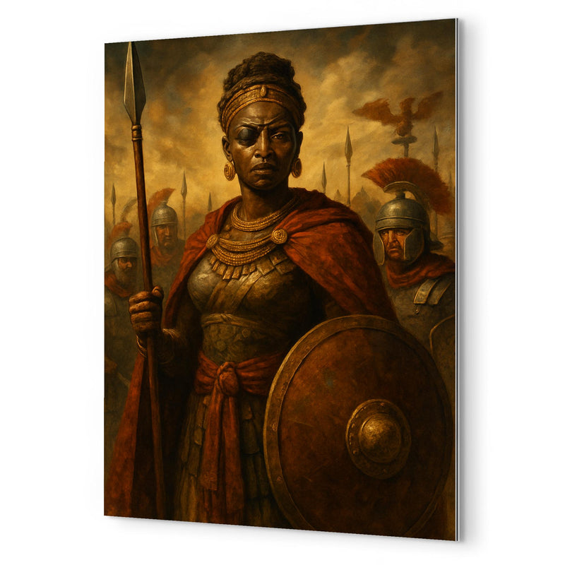 Amanirenas confronting Rome with one eye metal print mockup