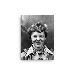 Amelia Earhart canvas print on a plain backdrop in size 12"x16".