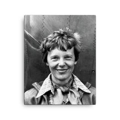 Amelia Earhart canvas print on a plain backdrop in size 16"x20".
