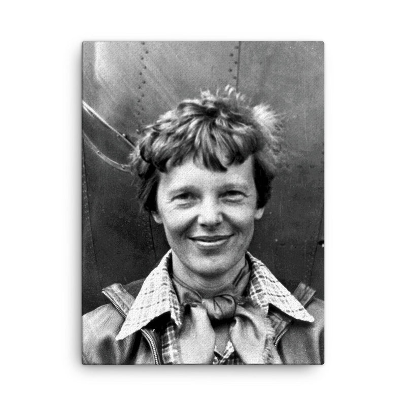 Amelia Earhart canvas print on a plain backdrop in size 18