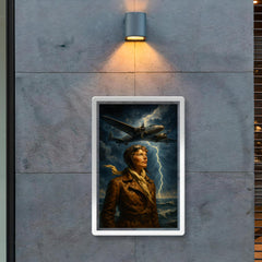 Amelia Earhart over storm lit Atlantic poster 2