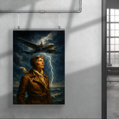 Amelia Earhart over storm lit Atlantic poster 4