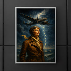 Amelia Earhart over storm lit Atlantic poster 5