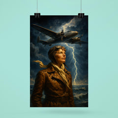 Amelia Earhart over storm lit Atlantic poster 6