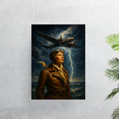 Amelia Earhart over storm lit Atlantic poster 7