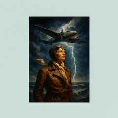 Amelia Earhart over storm lit Atlantic poster 8
