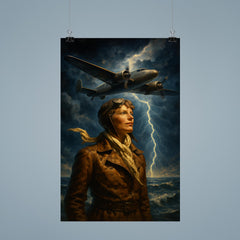 Amelia Earhart over storm lit Atlantic poster 9