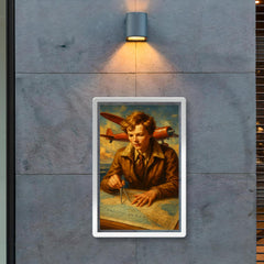 Amelia Earhart over the Pacific navigation charts poster 2