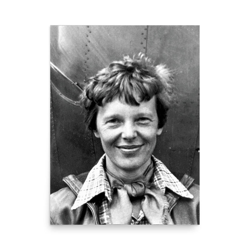 Amelia Earhart poster on a plain backdrop in size 18