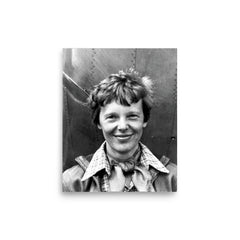 Amelia Earhart poster on a plain backdrop in size 8"x10".