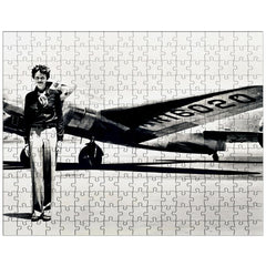 Amelia Earhart standing in front of the Lockheed Electra jigsaw puzzle