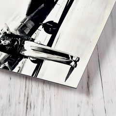 Amelia Earhart standing in front of the Lockheed Electra metal print mockup