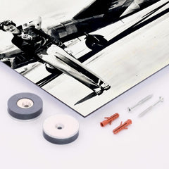 Amelia Earhart standing in front of the Lockheed Electra metal print mockup