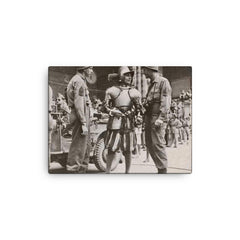 American GIs Talking with Swiss Guard in Vatican, June 1944 canvas print on a plain backdrop in size 12"x16".