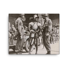 American GIs Talking with Swiss Guard in Vatican, June 1944 canvas print on a plain backdrop in size 16"x20".
