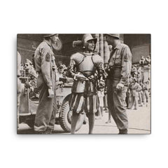 American GIs Talking with Swiss Guard in Vatican, June 1944 canvas print on a plain backdrop in size 18"x24".