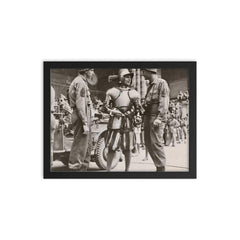 American GIs Talking with Swiss Guard in Vatican, June 1944 framed print on a plain backdrop in size 12"x16".