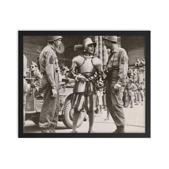 American GIs Talking with Swiss Guard in Vatican, June 1944 framed print on a plain backdrop in size 16"x20".