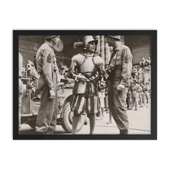 American GIs Talking with Swiss Guard in Vatican, June 1944 framed print on a plain backdrop in size 18"x24".