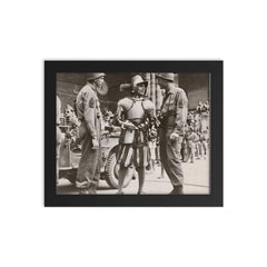American GIs Talking with Swiss Guard in Vatican, June 1944 framed print on a plain backdrop in size 8"x10".