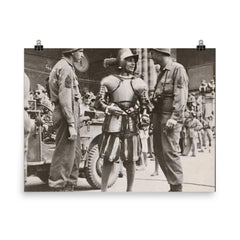 American GIs Talking with Swiss Guard in Vatican, June 1944 poster on a plain backdrop in size 8"x10".