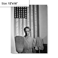 American Gothic by Gordon Parks metal print on a plain backdrop in size 12"x16".