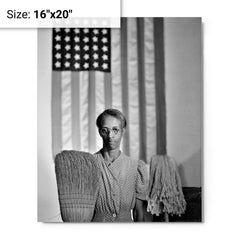 American Gothic by Gordon Parks metal print on a plain backdrop in size 16"x20".