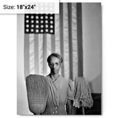 American Gothic by Gordon Parks metal print on a plain backdrop in size 18"x24".