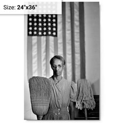 American Gothic by Gordon Parks metal print on a plain backdrop in size 24"x36".