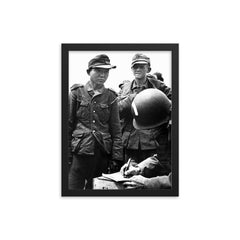 American Paratroopers Capturing Yang Kyoungjong in Normandy, June 1944 framed print on a plain backdrop in size 12"x16".