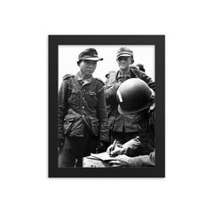 American Paratroopers Capturing Yang Kyoungjong in Normandy, June 1944 framed print on a plain backdrop in size 8"x10".
