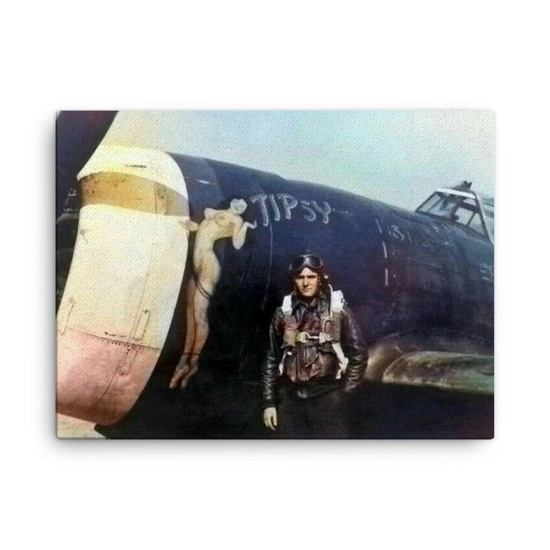 American Pilot with P-47 Thunderbolt 