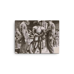 American Soldiers Conversing with a Swiss Guard in the Vatican, 1944 canvas print on a plain backdrop in size 12"x16".