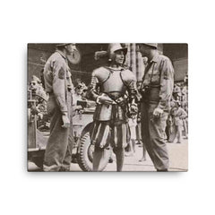 American Soldiers Conversing with a Swiss Guard in the Vatican, 1944 canvas print on a plain backdrop in size 16"x20".