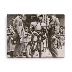 American Soldiers Conversing with a Swiss Guard in the Vatican, 1944 canvas print on a plain backdrop in size 18"x24".
