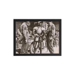 American Soldiers Conversing with a Swiss Guard in the Vatican, 1944 framed print on a plain backdrop in size 12"x16".