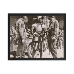 American Soldiers Conversing with a Swiss Guard in the Vatican, 1944 framed print on a plain backdrop in size 16"x20".