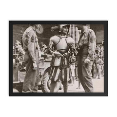 American Soldiers Conversing with a Swiss Guard in the Vatican, 1944 framed print on a plain backdrop in size 18"x24".
