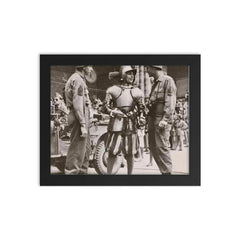 American Soldiers Conversing with a Swiss Guard in the Vatican, 1944 framed print on a plain backdrop in size 8"x10".