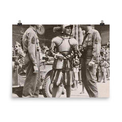 American Soldiers Conversing with a Swiss Guard in the Vatican, 1944 poster on a plain backdrop in size 8"x10".